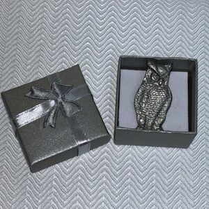 Vintage pewter owl lapel pin